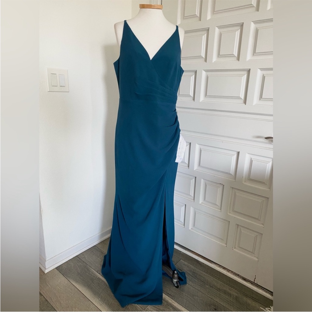 Nwt Dress The Population Jordan Gown Peacock Teal Blue Dress Formal Holiday Xl